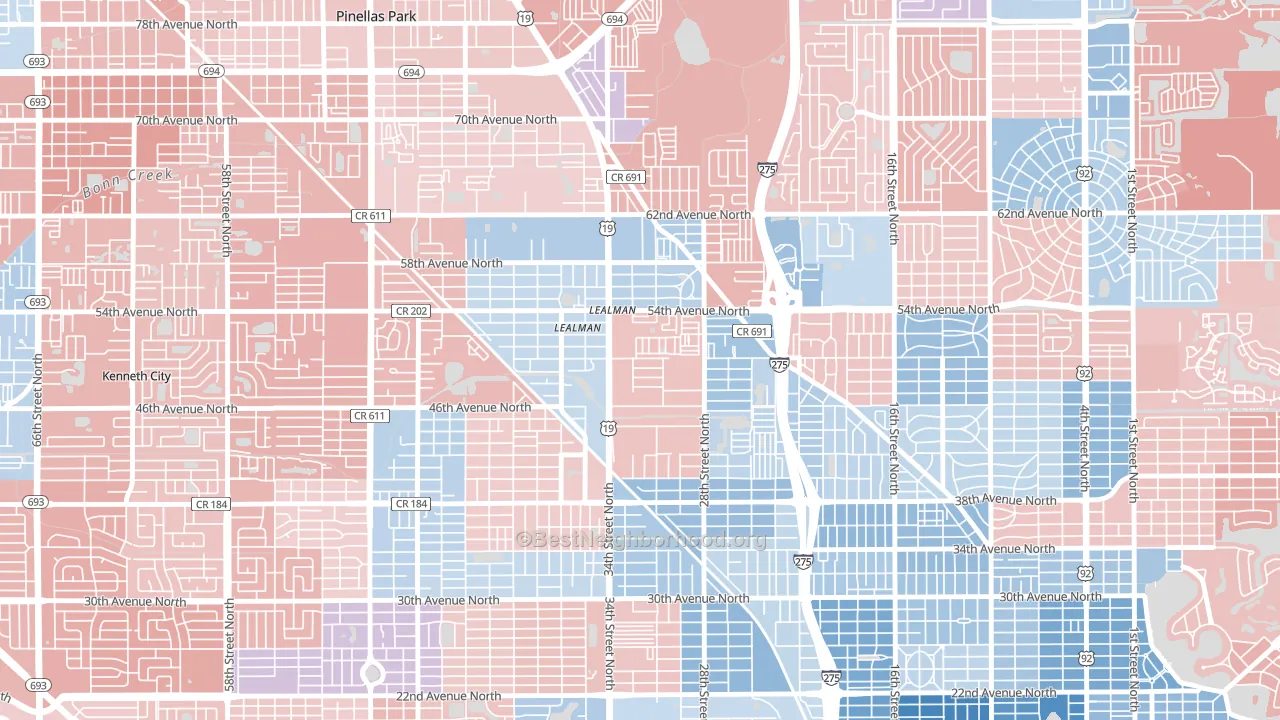33714, FL block-group political-lean map