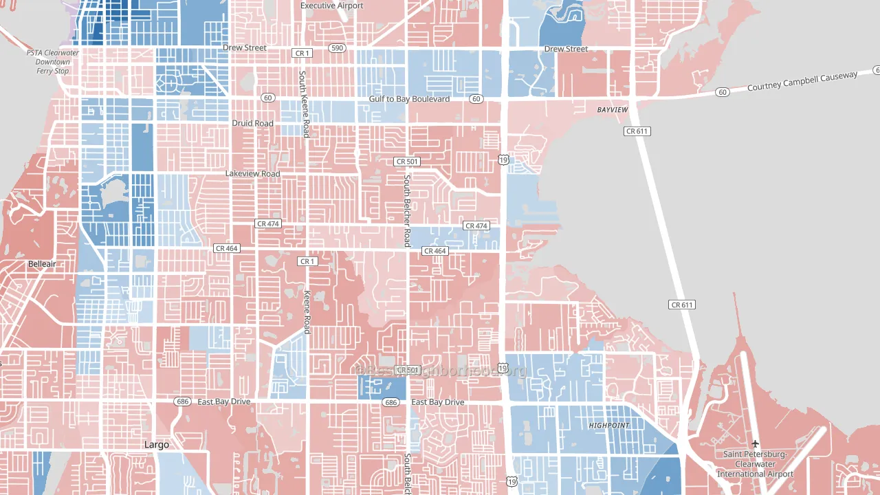 33764, FL block-group political-lean map