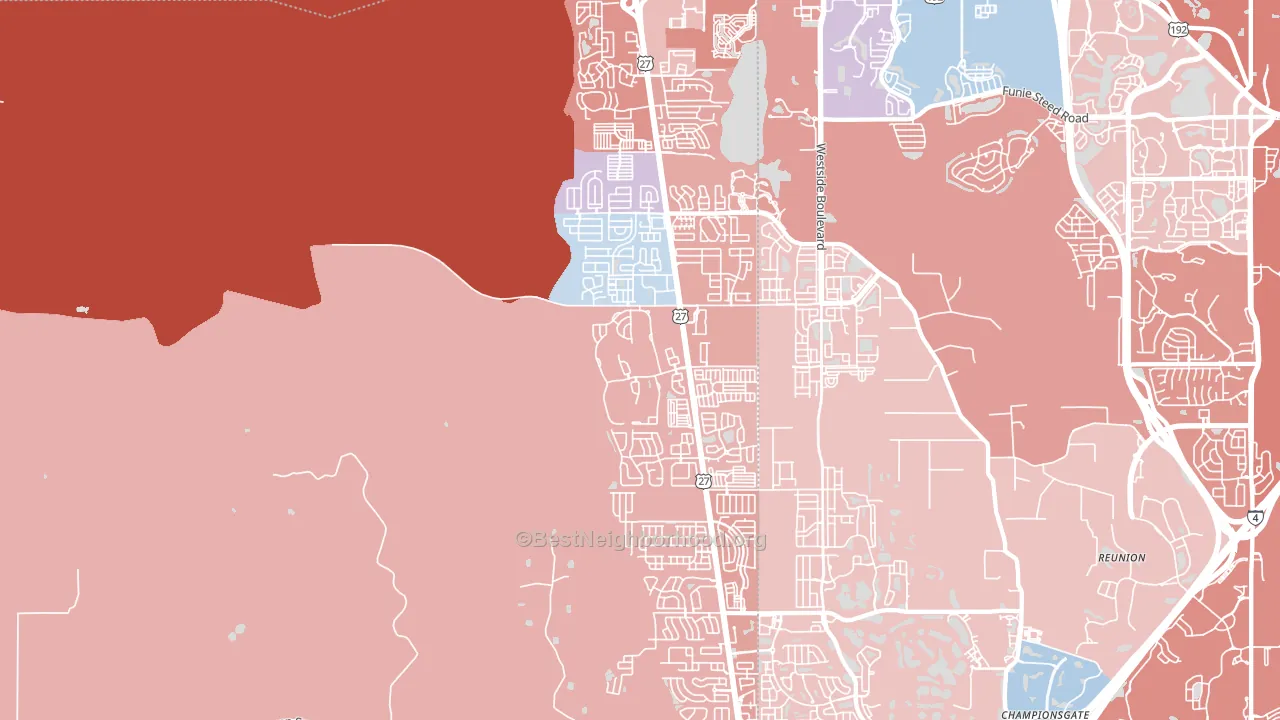 33897, FL block-group political-lean map