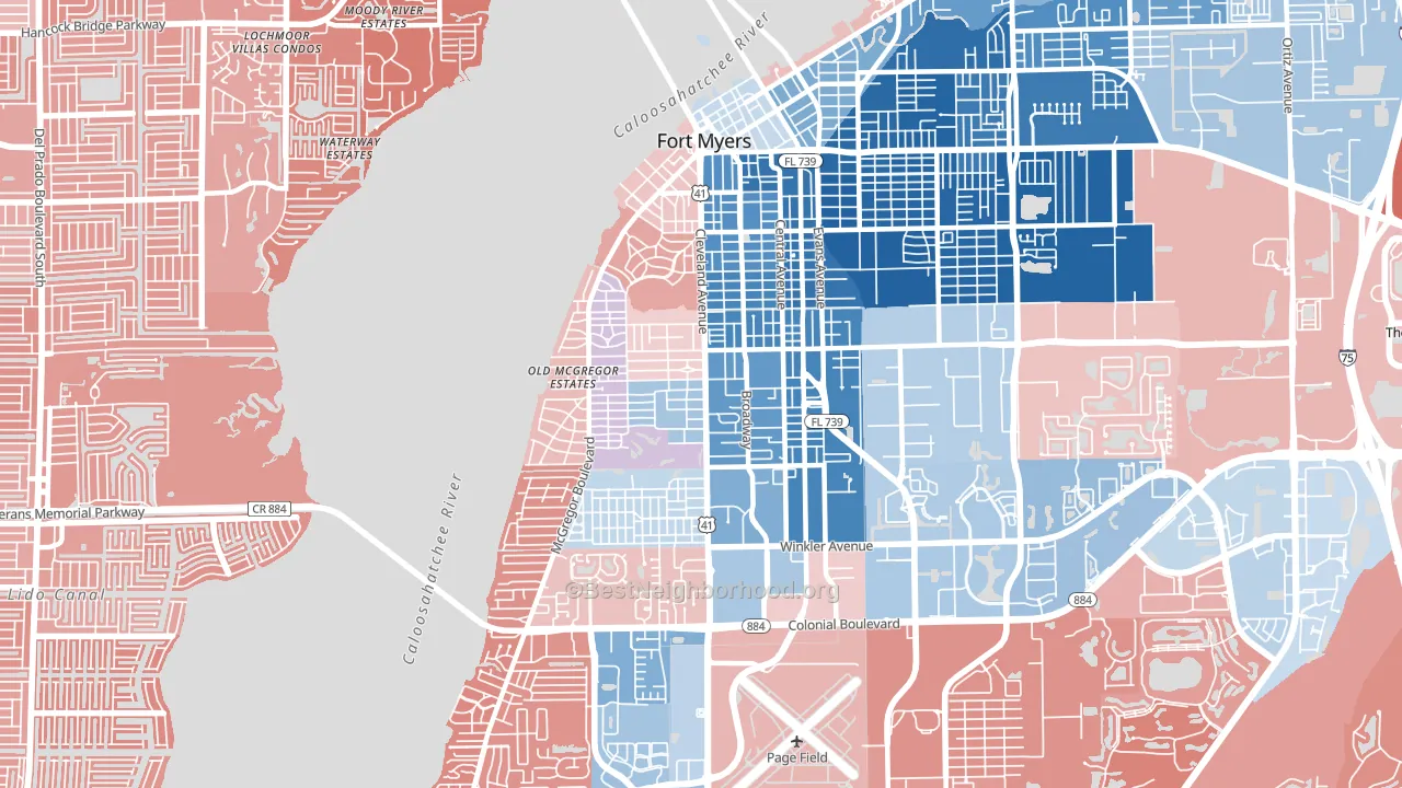 33901, FL block-group political-lean map