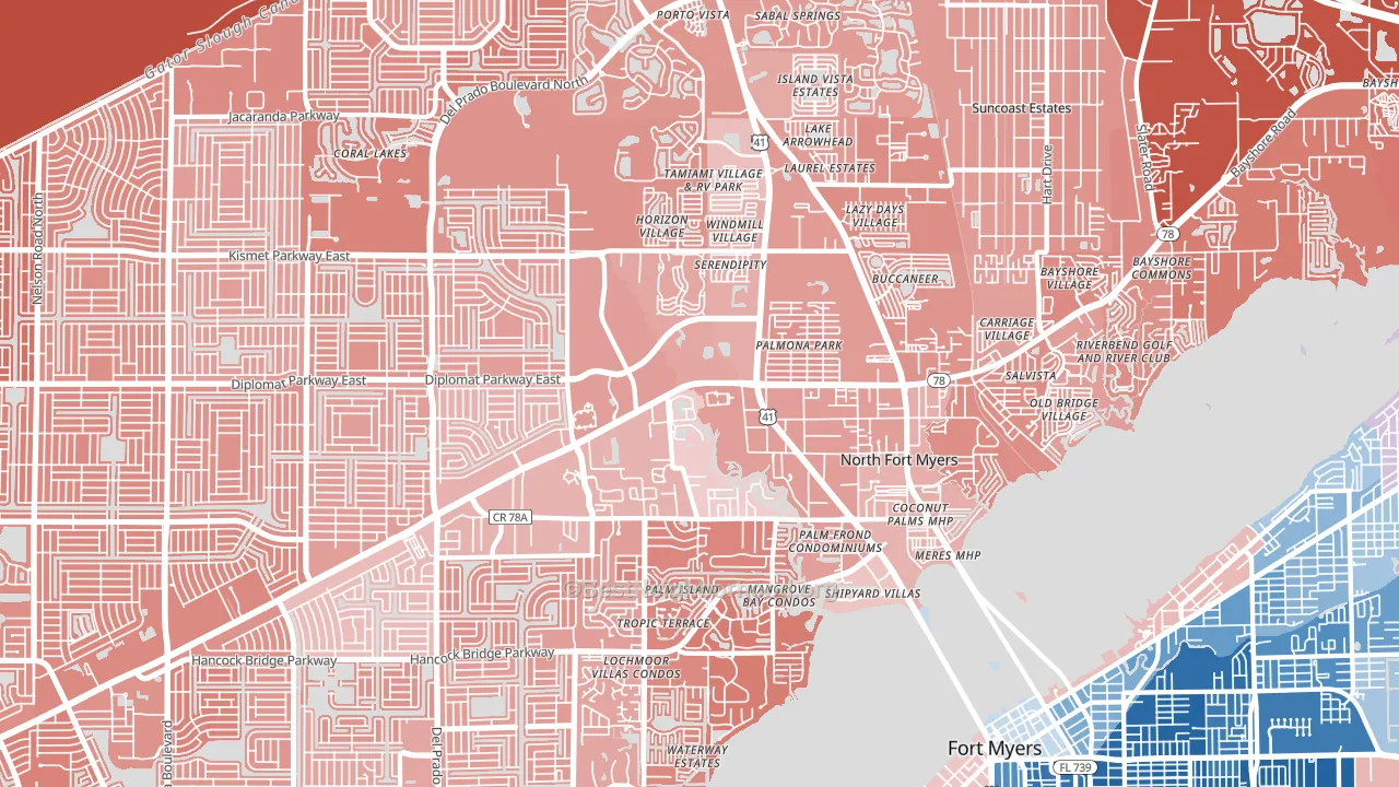 33903, FL block-group political-lean map