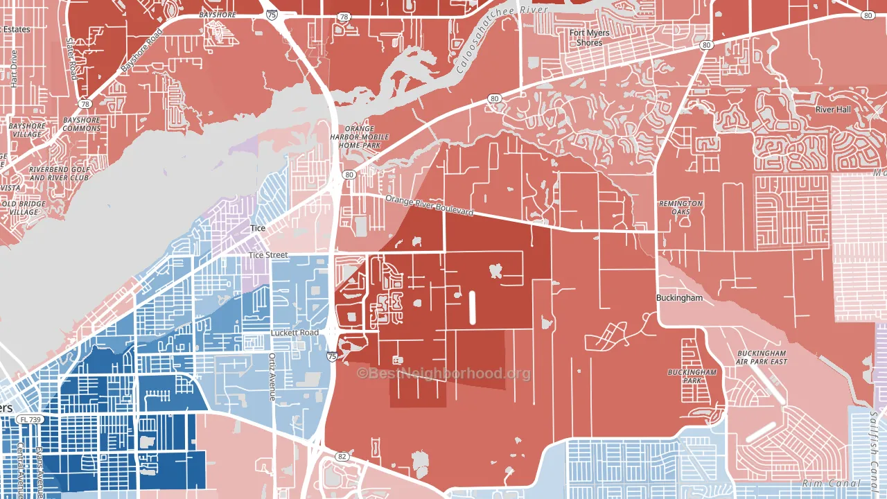 33905, FL block-group political-lean map