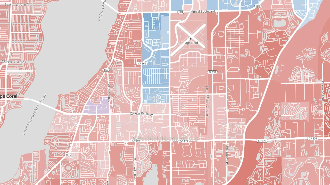 33907, FL block-group political-lean map