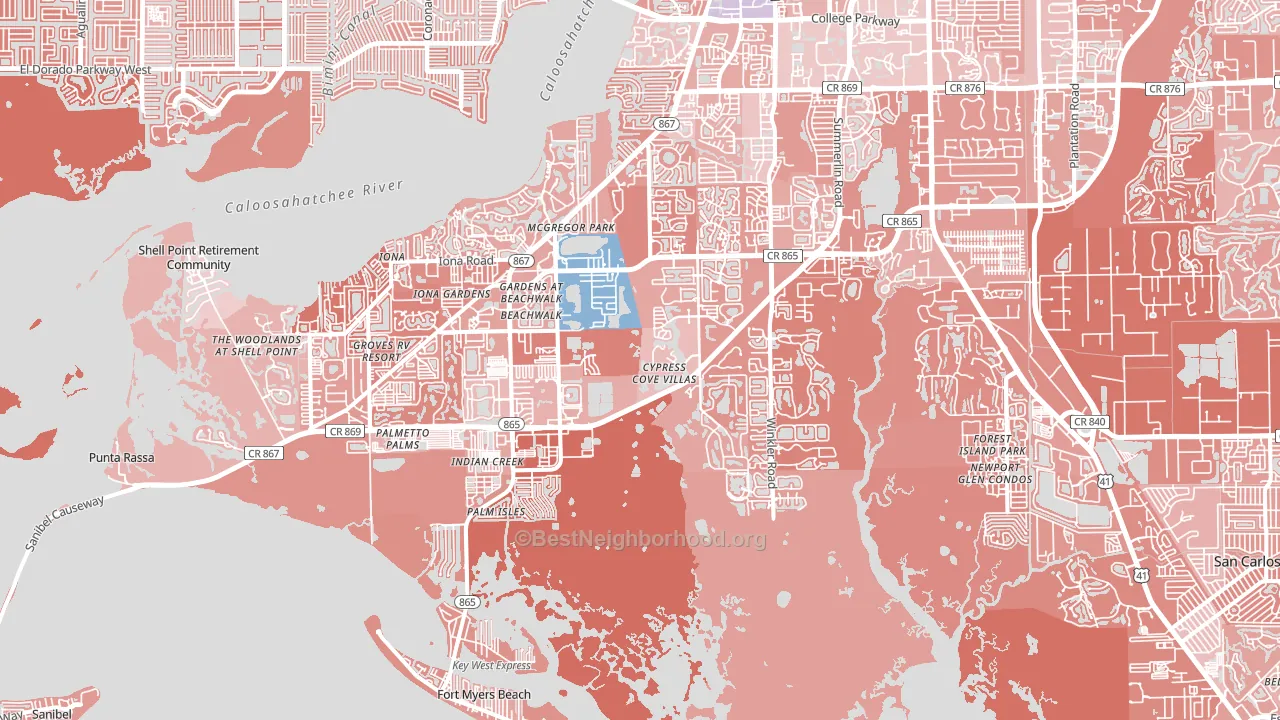 33908, FL block-group political-lean map