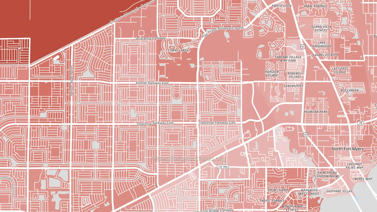 33909, FL block-group political-lean map