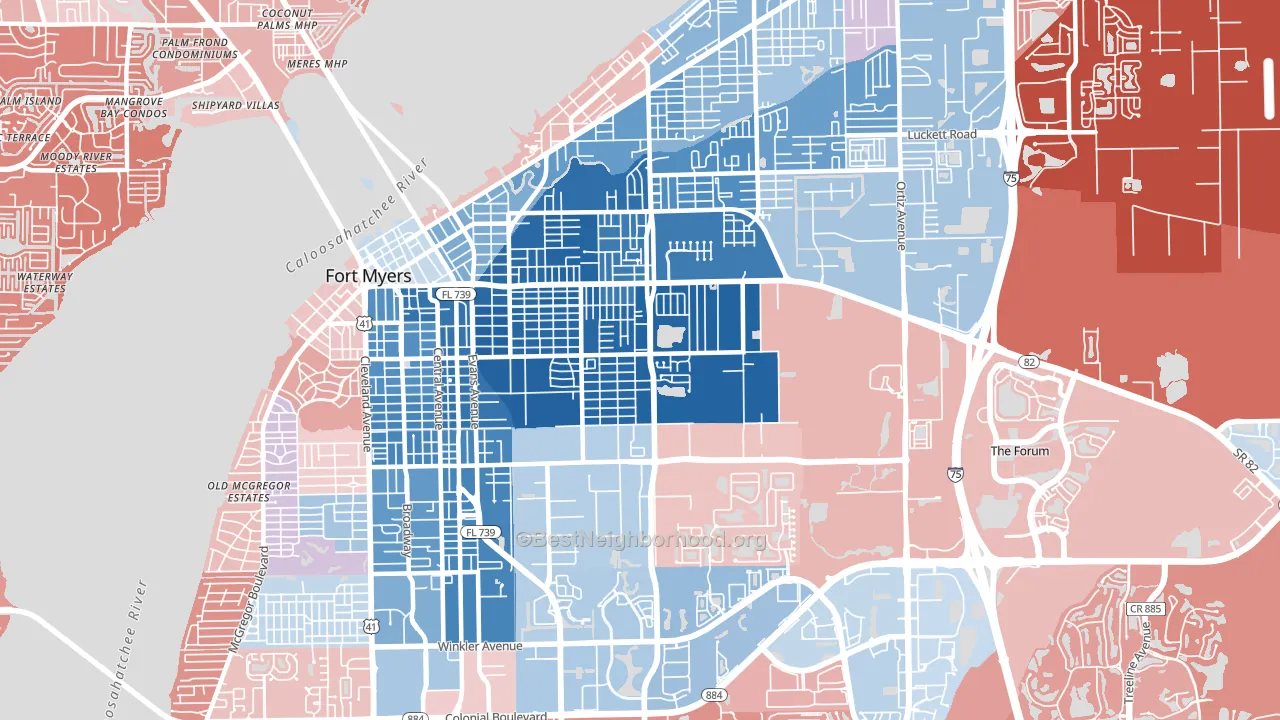 33916, FL block-group political-lean map