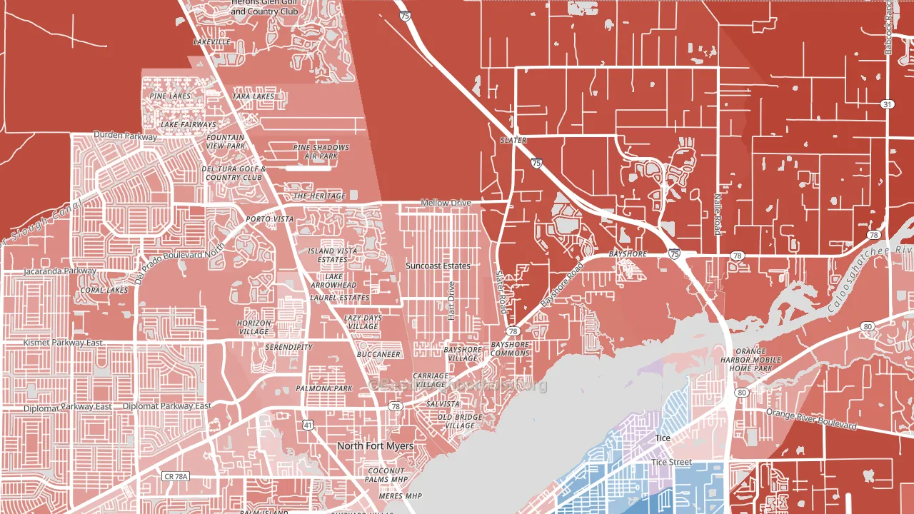 33917, FL block-group political-lean map
