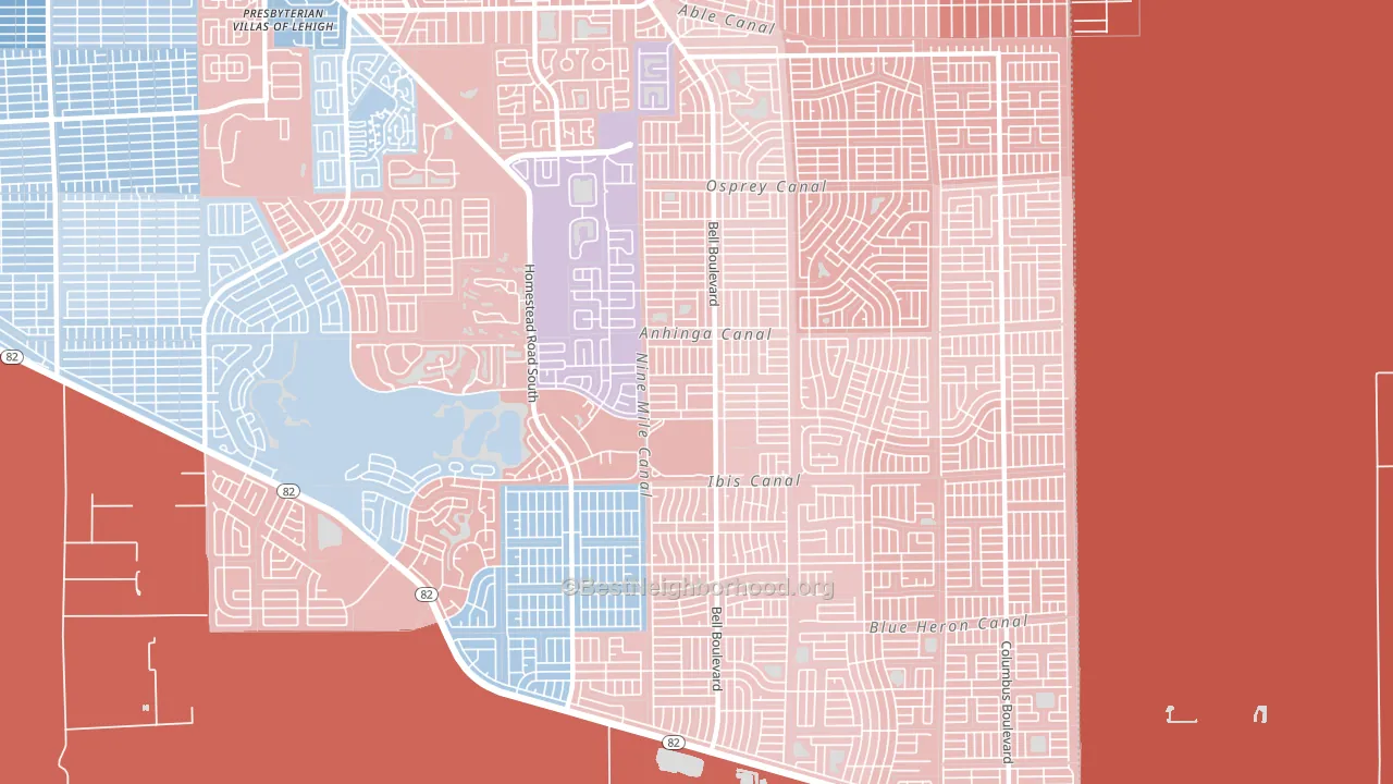 33974, FL block-group political-lean map