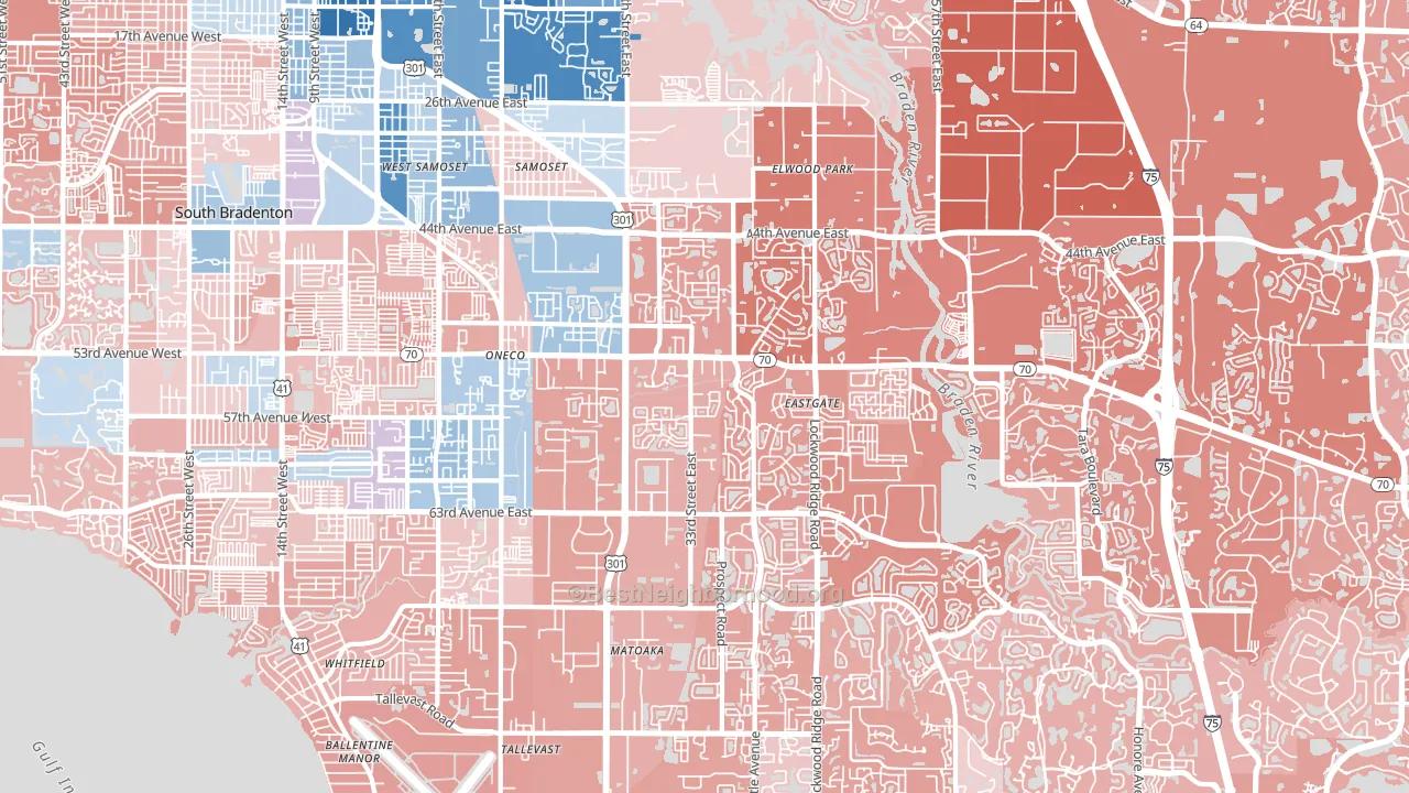 34203, FL block-group political-lean map