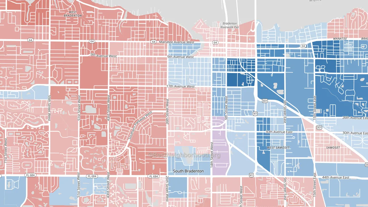 34205, FL block-group political-lean map