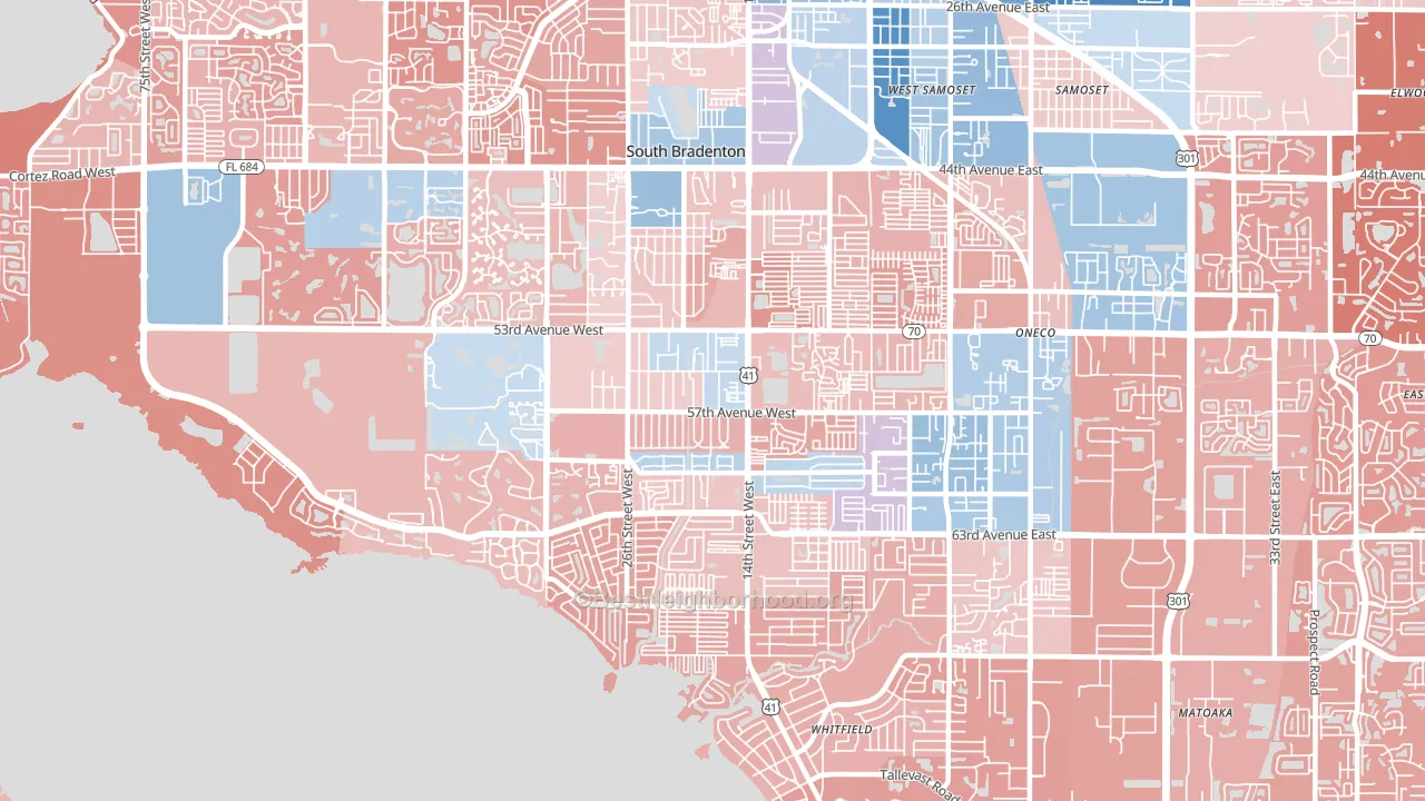 34207, FL block-group political-lean map