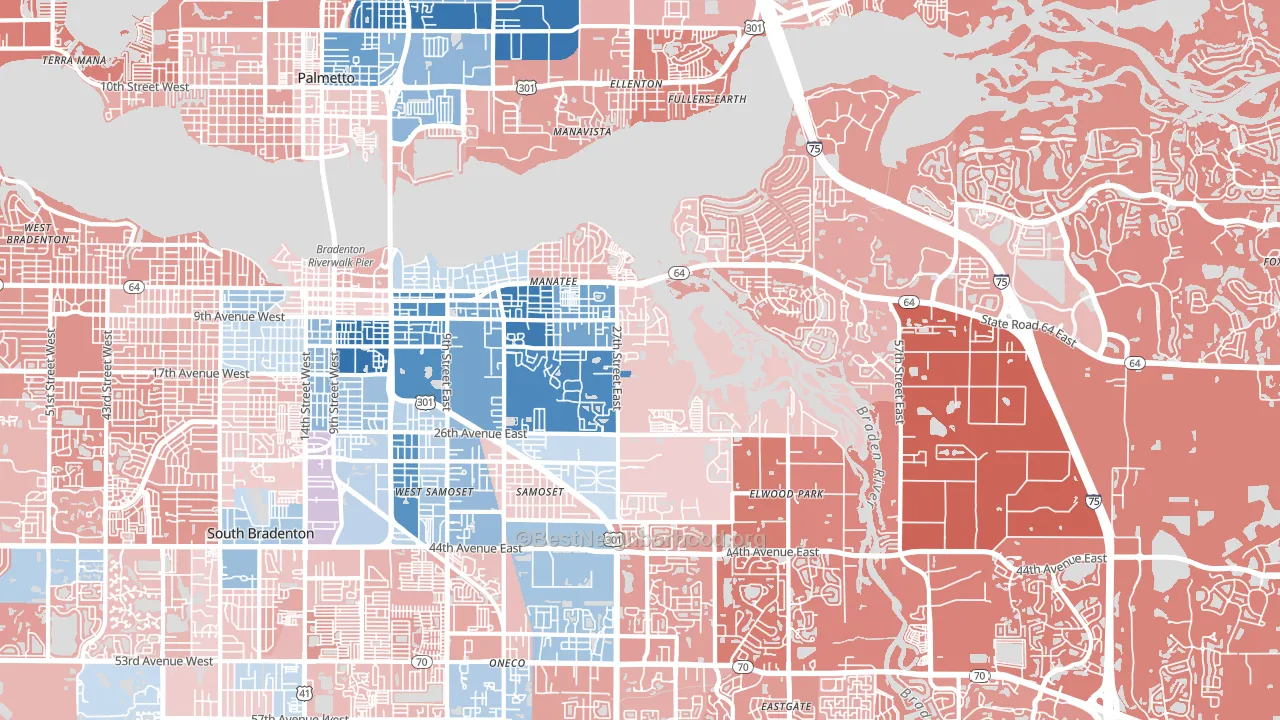 34208, FL block-group political-lean map