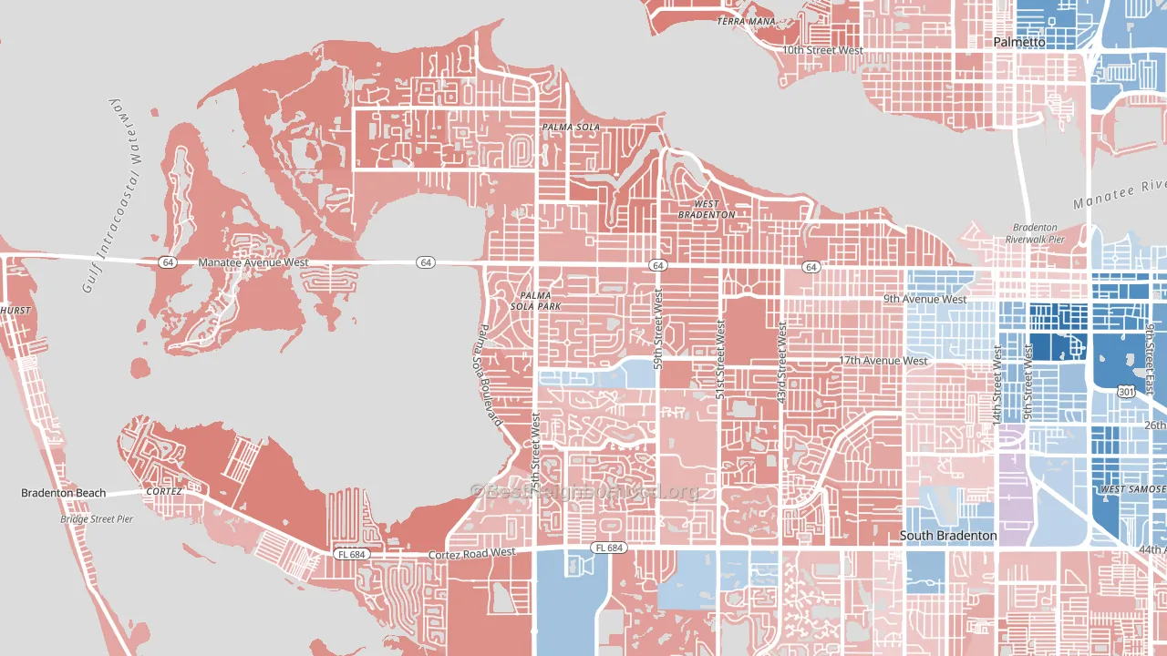 34209, FL block-group political-lean map
