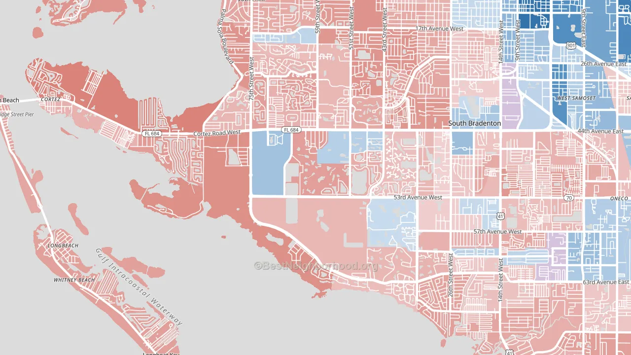 34210, FL block-group political-lean map