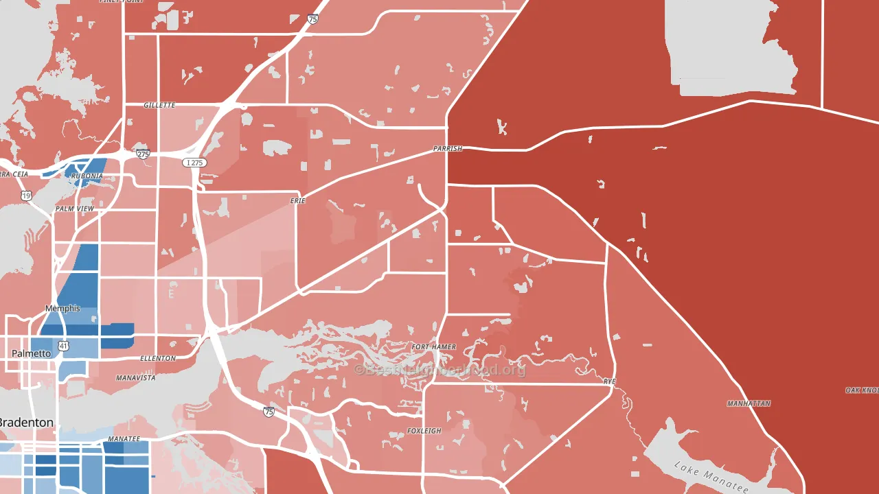 34219, FL block-group political-lean map