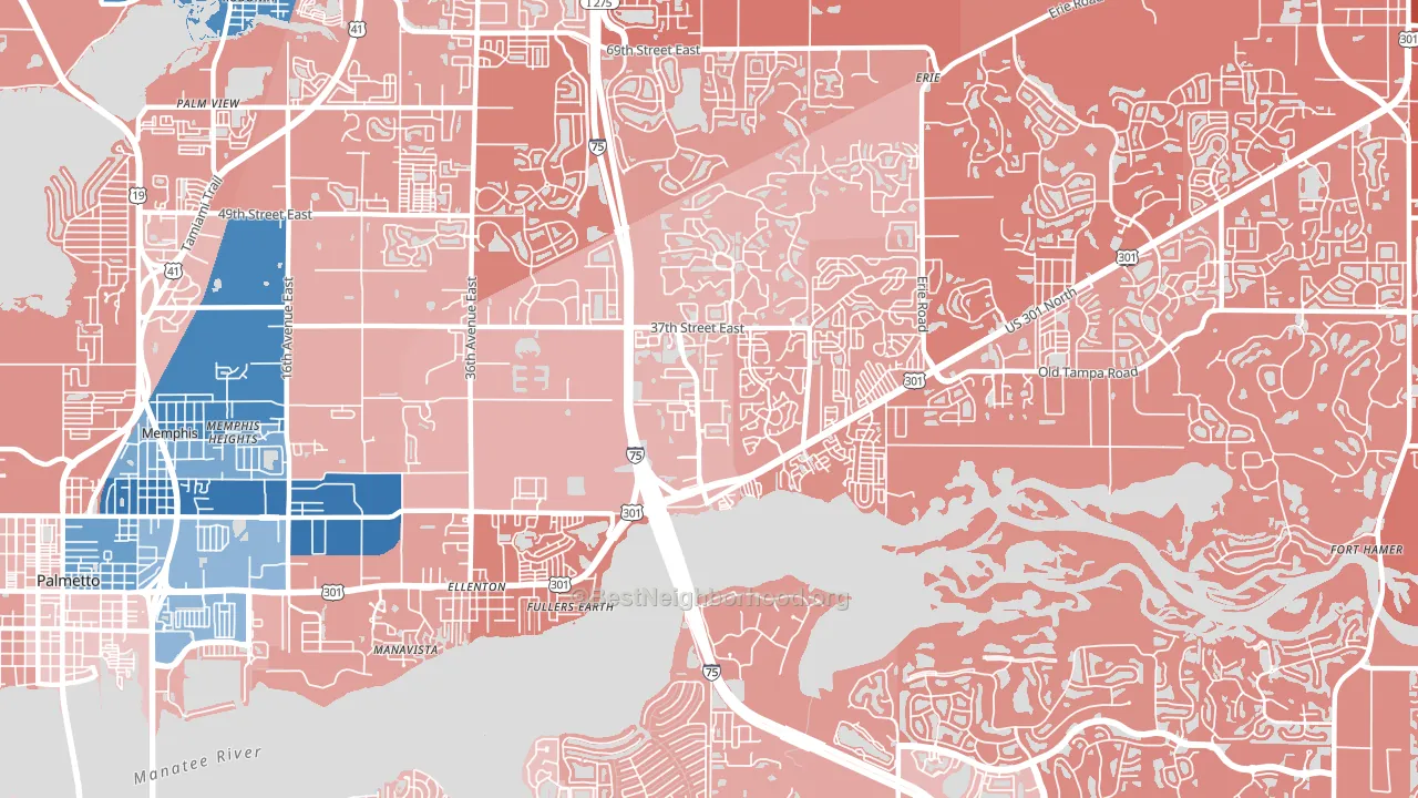 34222, FL block-group political-lean map