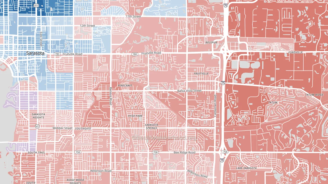 34232, FL block-group political-lean map