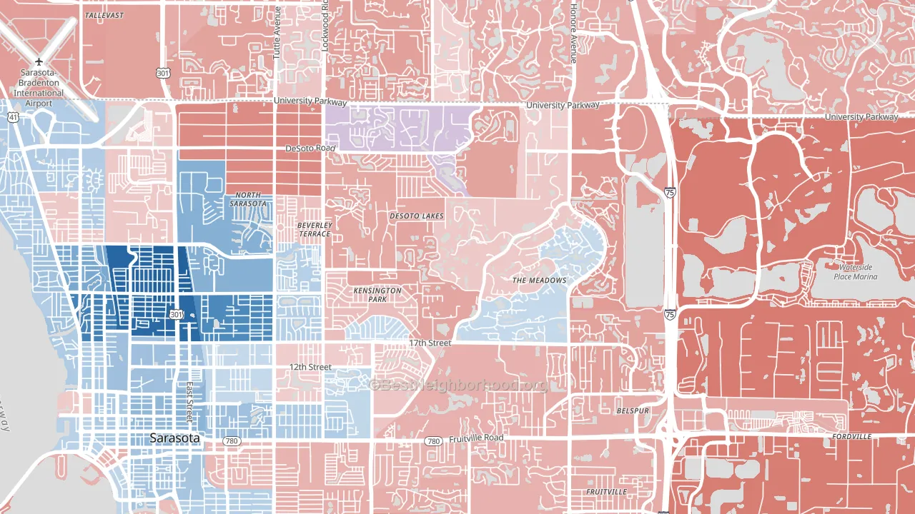 34235, FL block-group political-lean map