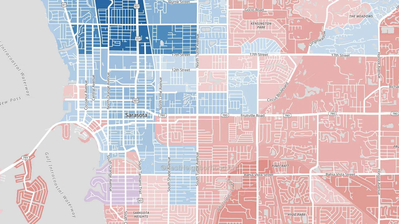 34237, FL block-group political-lean map