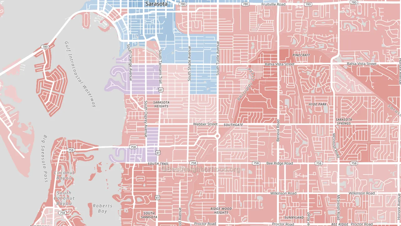 34239, FL block-group political-lean map