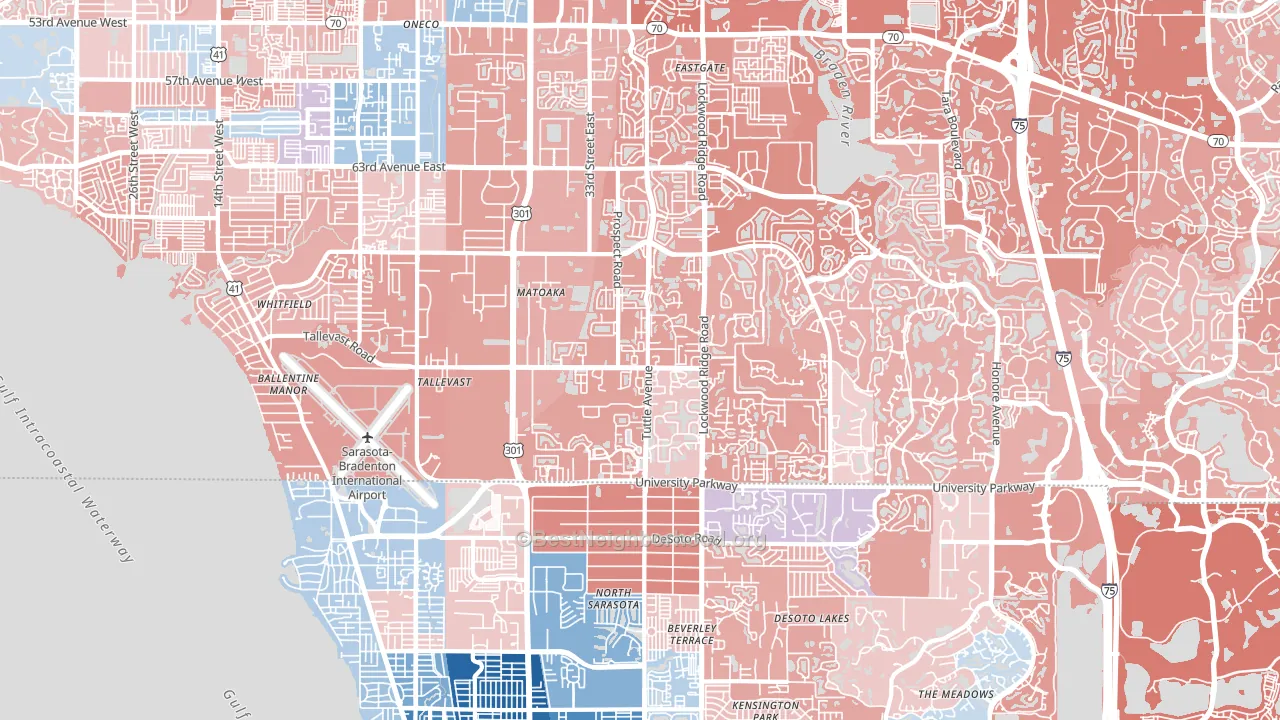34243, FL block-group political-lean map