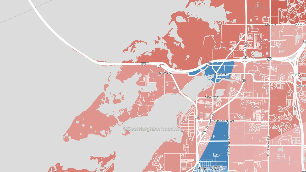 34250, FL block-group political-lean map
