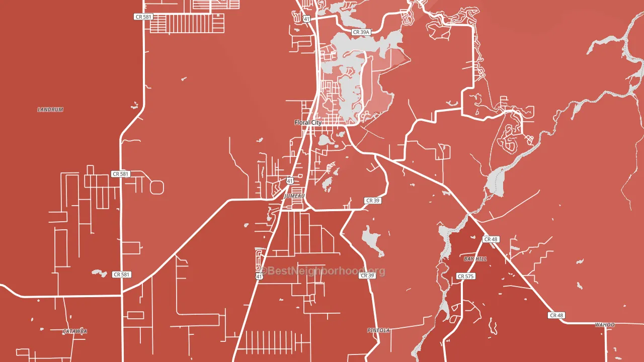 34436, FL block-group political-lean map