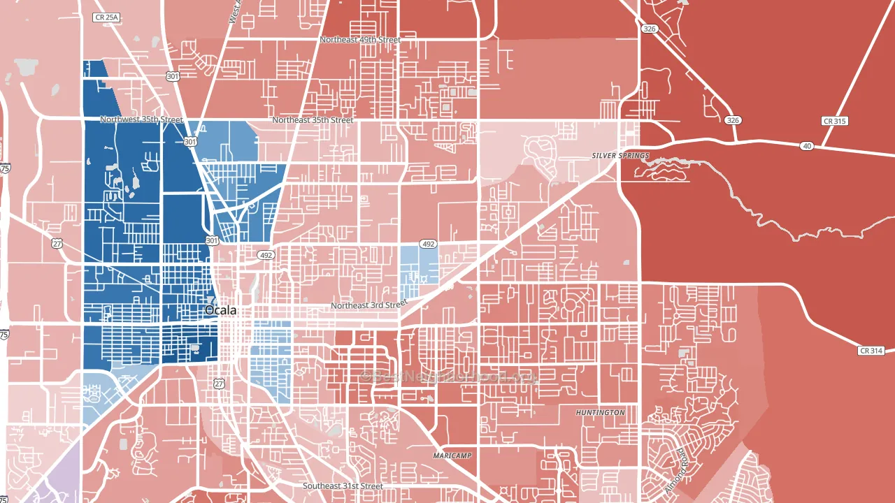 34470, FL block-group political-lean map