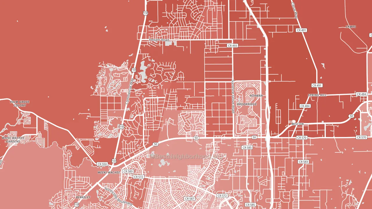 34613, FL block-group political-lean map