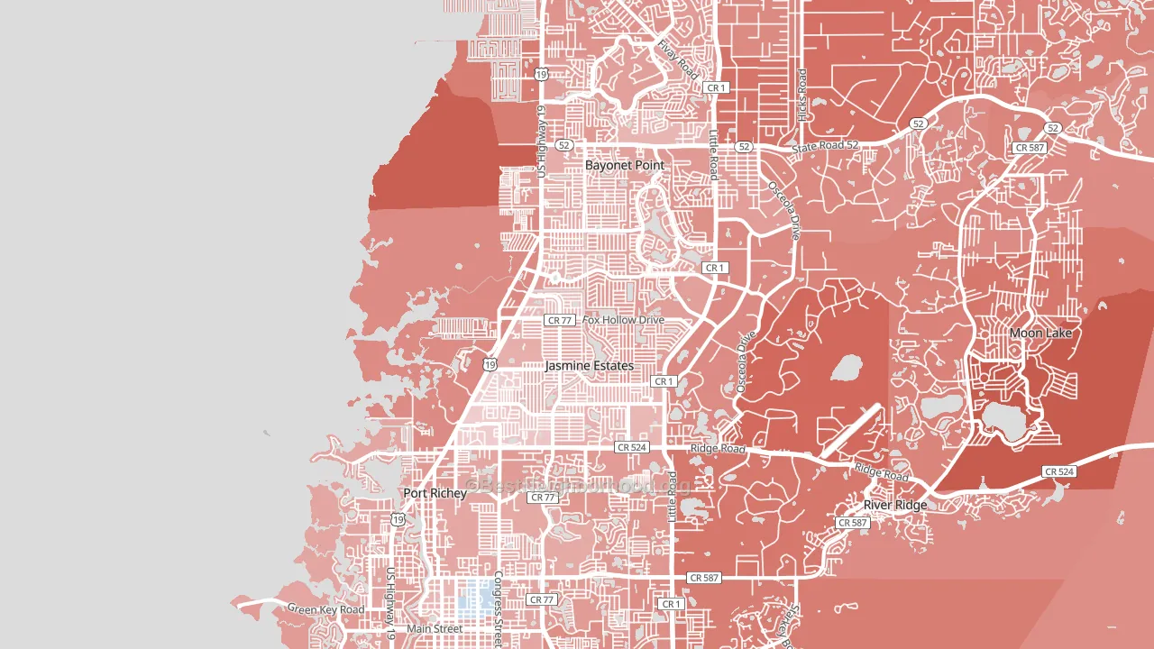 34668, FL block-group political-lean map