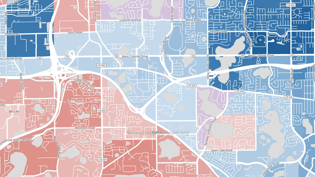 34734, FL block-group political-lean map