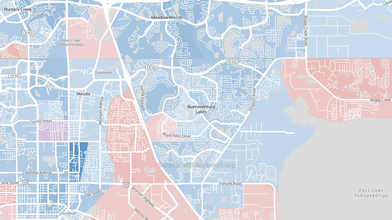 34743, FL block-group political-lean map