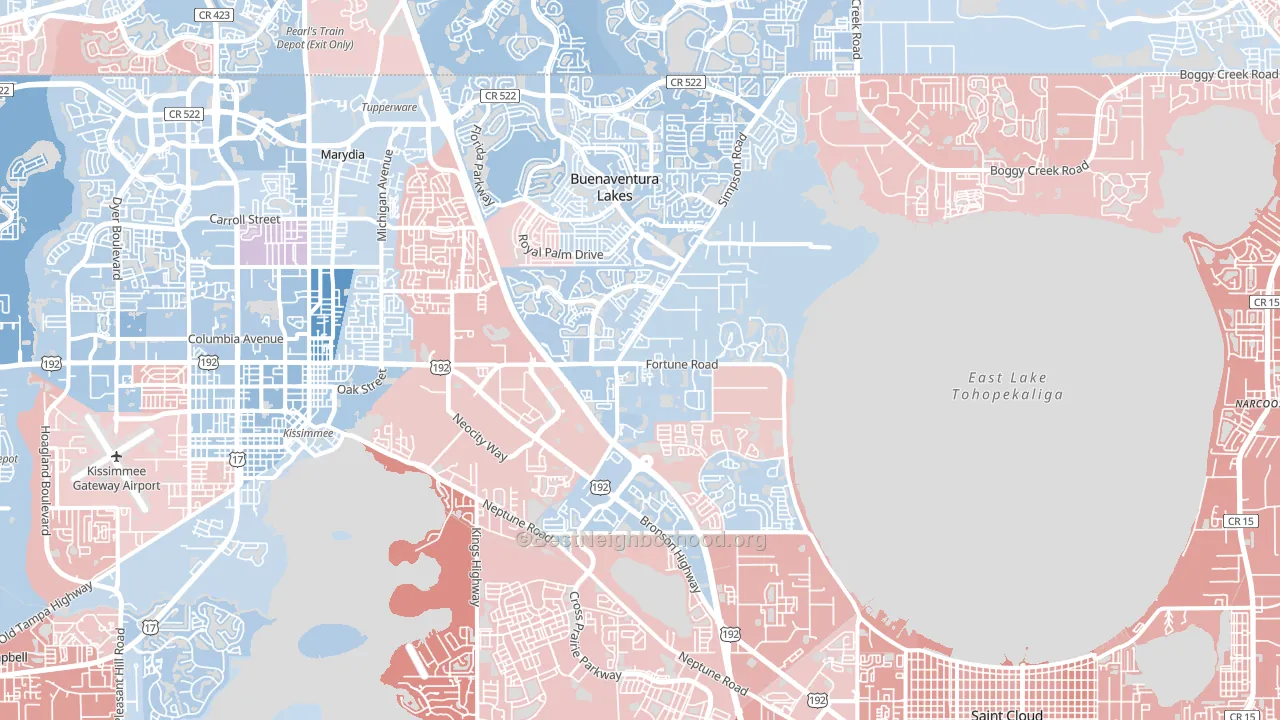 34744, FL block-group political-lean map