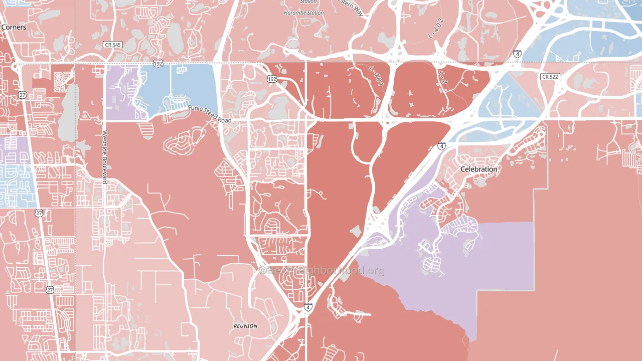 34747, FL block-group political-lean map