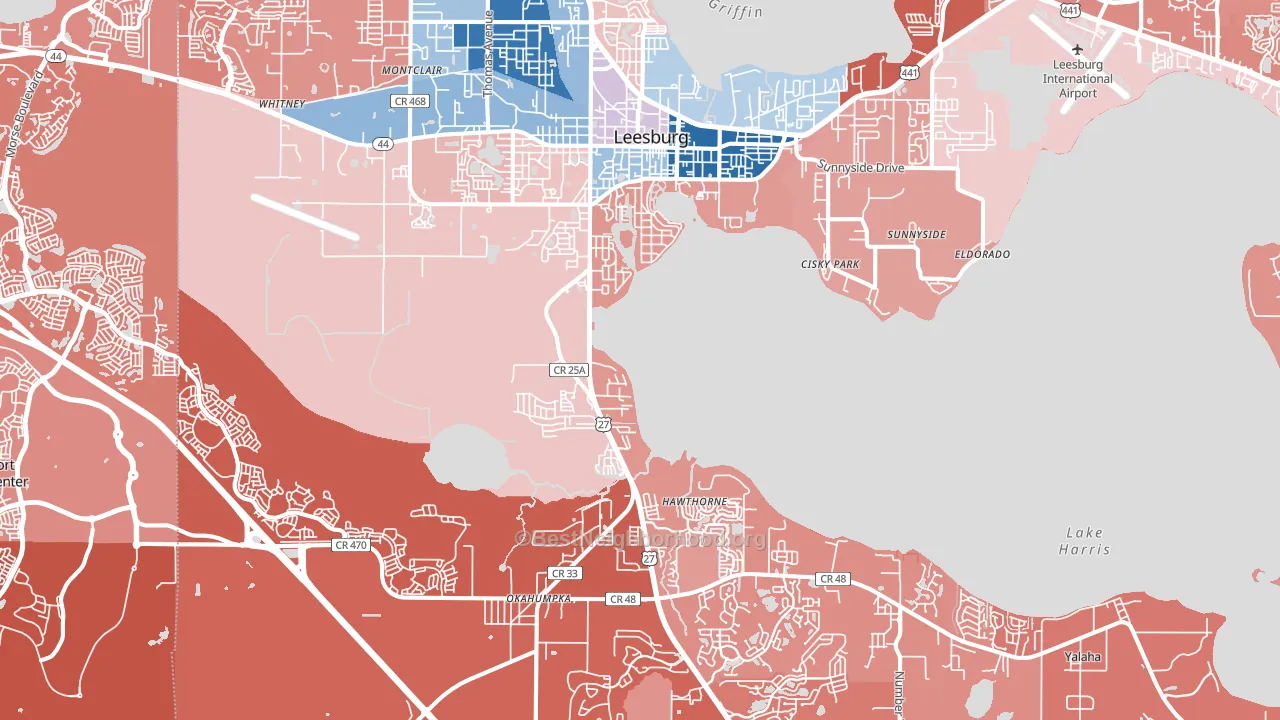 34748, FL block-group political-lean map
