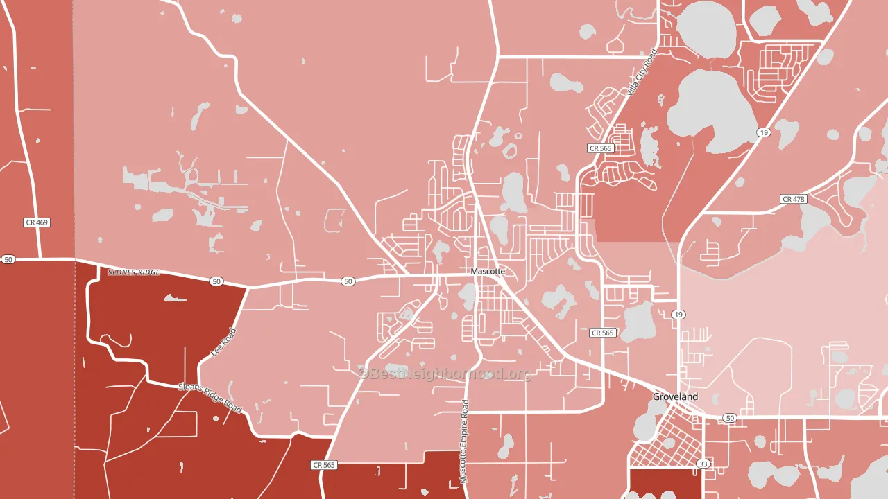 34753, FL block-group political-lean map