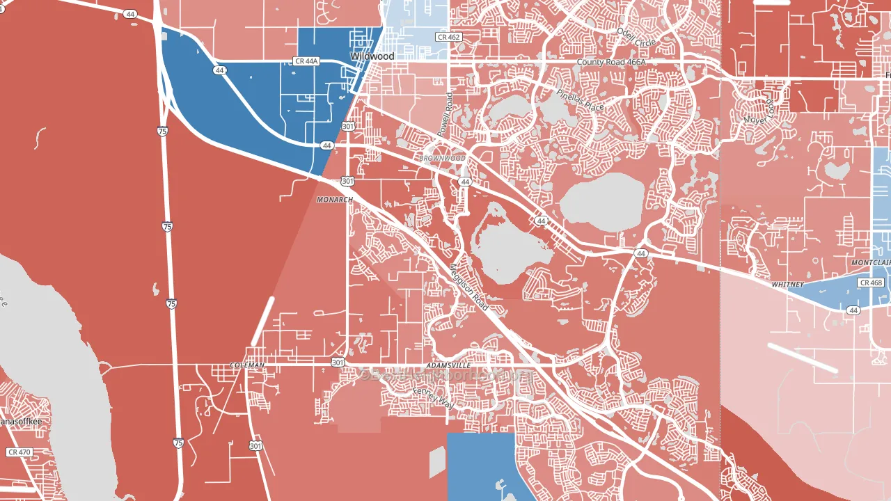 34785, FL block-group political-lean map