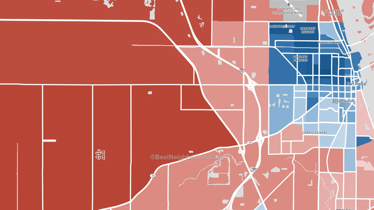 34945, FL block-group political-lean map