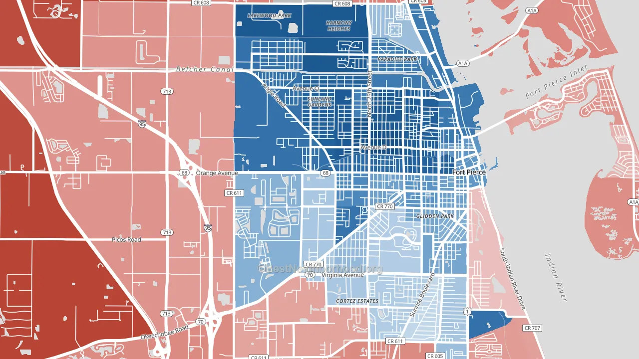 34947, FL block-group political-lean map
