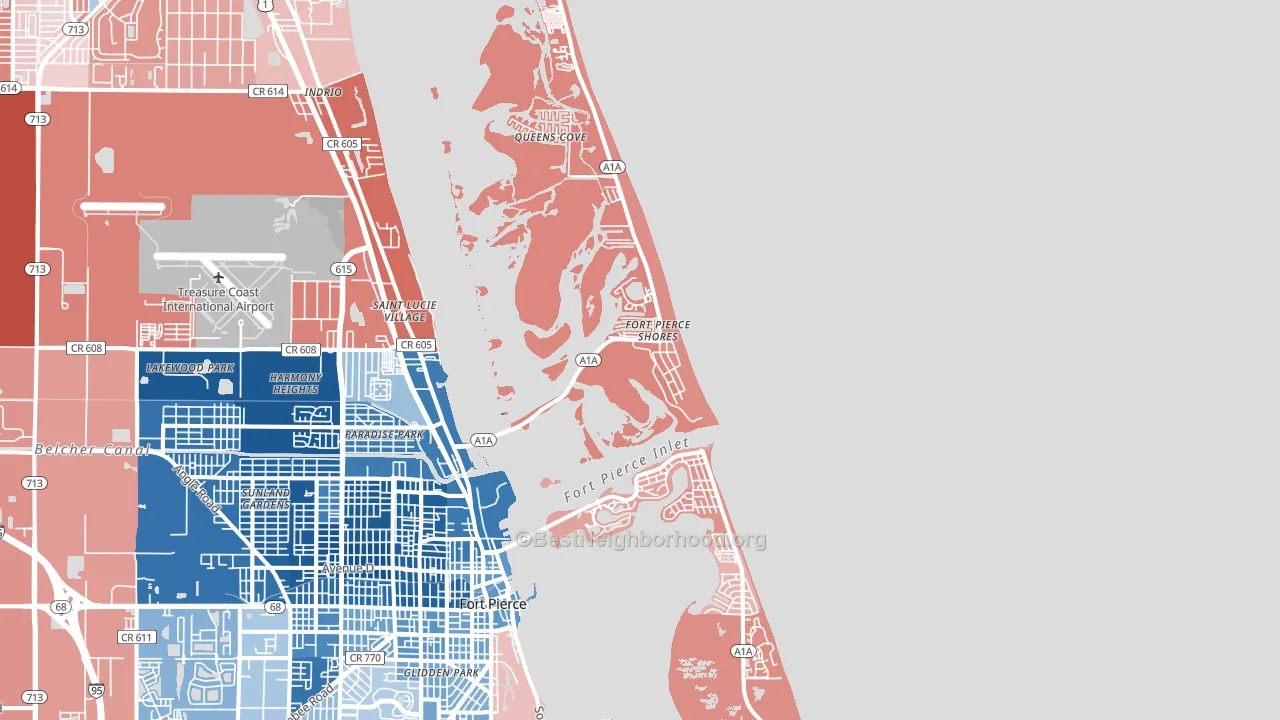 34949, FL block-group political-lean map