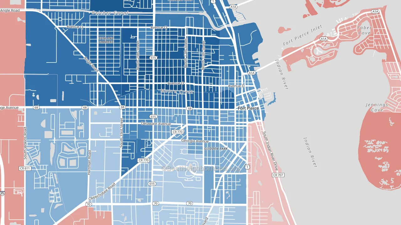 34950, FL block-group political-lean map