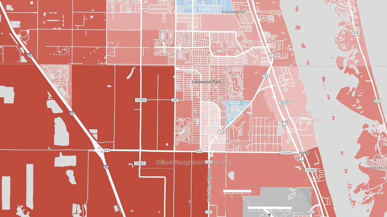 34951, FL block-group political-lean map