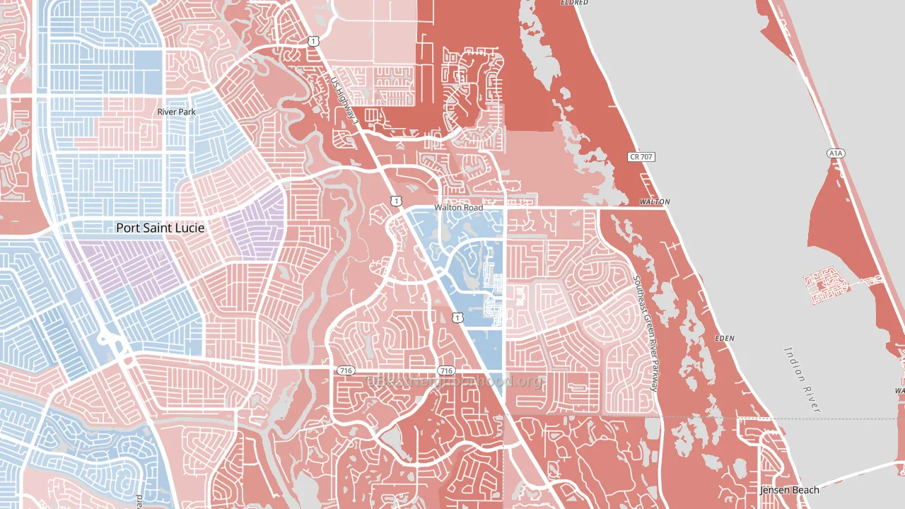 34952, FL block-group political-lean map