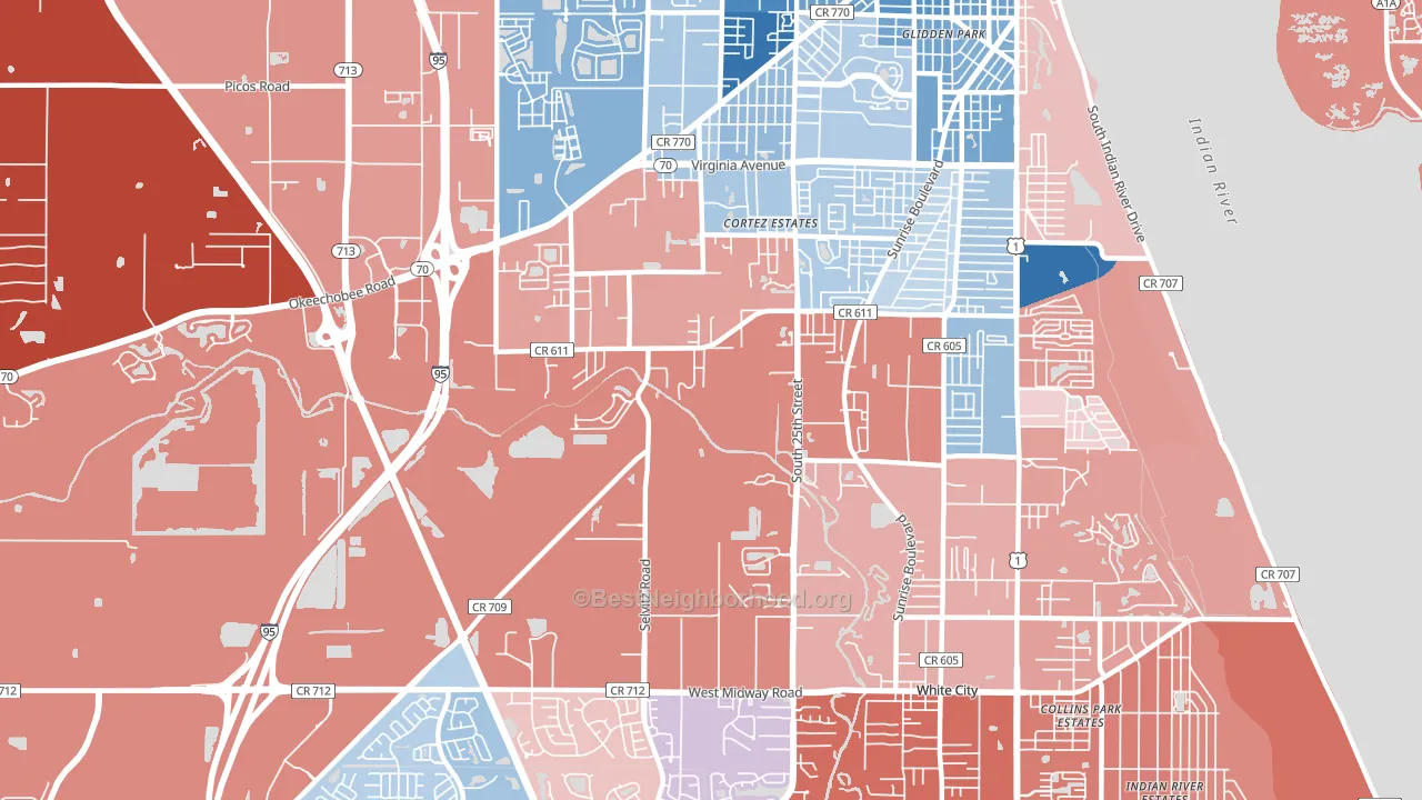 34981, FL block-group political-lean map
