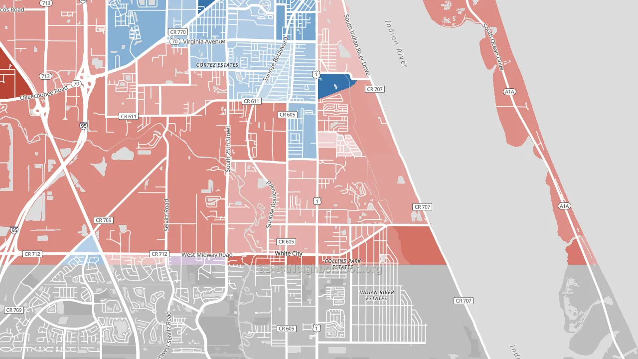 34982, FL block-group political-lean map