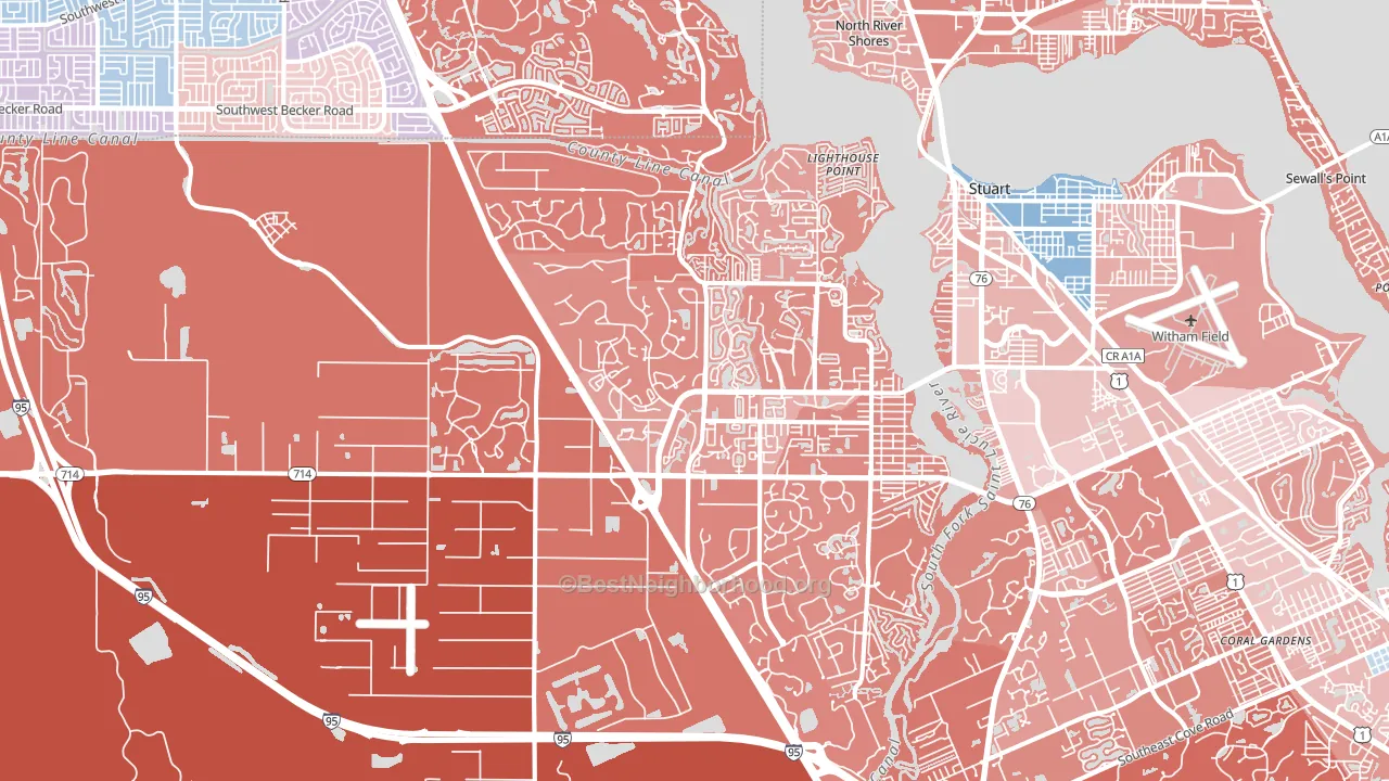 34990, FL block-group political-lean map