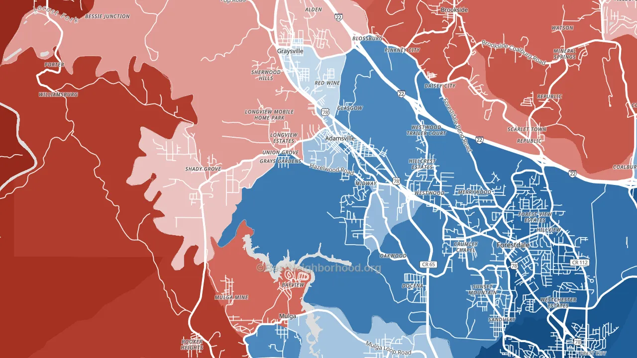 35005, AL block-group political-lean map