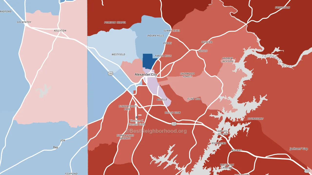 35010, AL block-group political-lean map