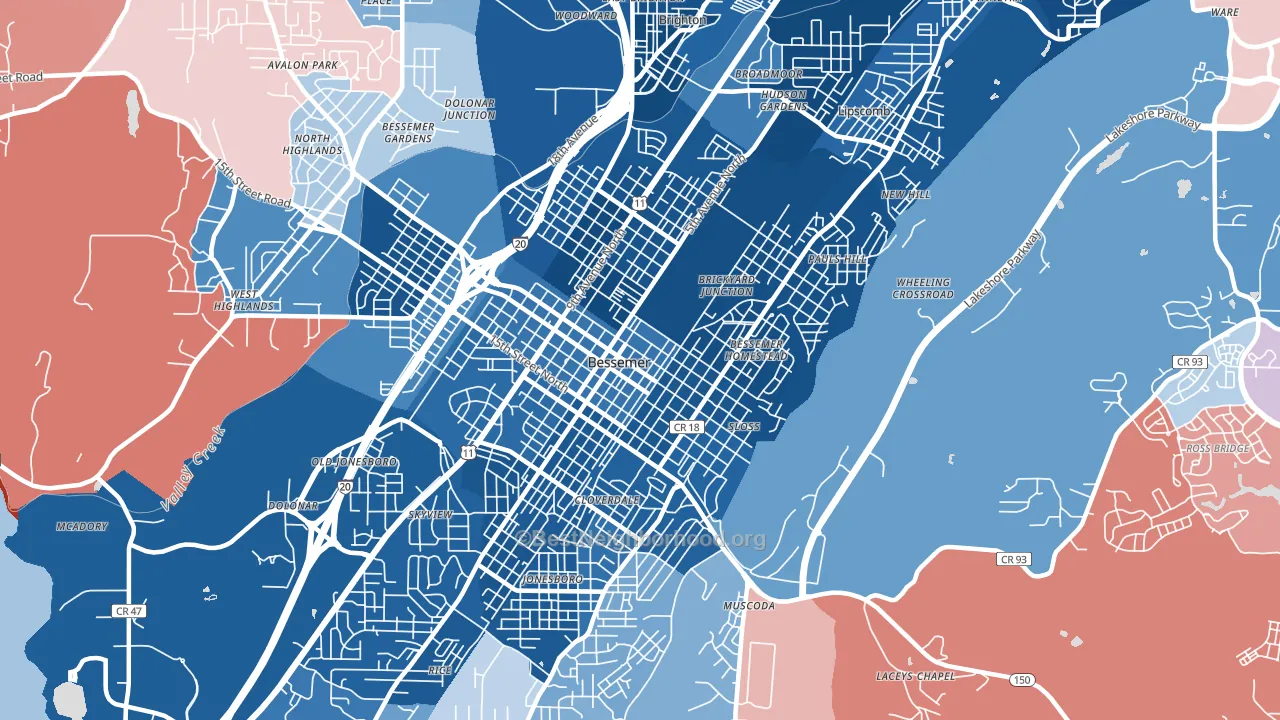 35020, AL block-group political-lean map