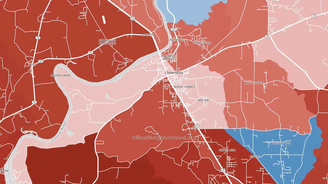 35044, AL block-group political-lean map